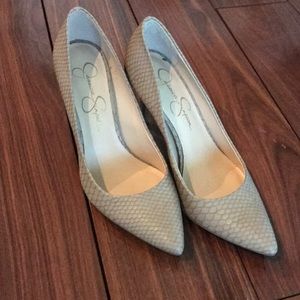 Nude Jessica Simpson Snakeskin Pump